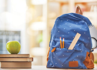 Apple, Pile Of Books And Pencils