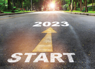 Start To 2023 Written On The Road On Nature Background With Sunlight