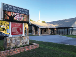 Conference Church Front With Sign