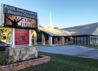 Conference Church Front With Sign