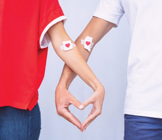 Blood Donation. World Blood Donor Day. Man And Woman After Giving Blood. Save Lives Concept.