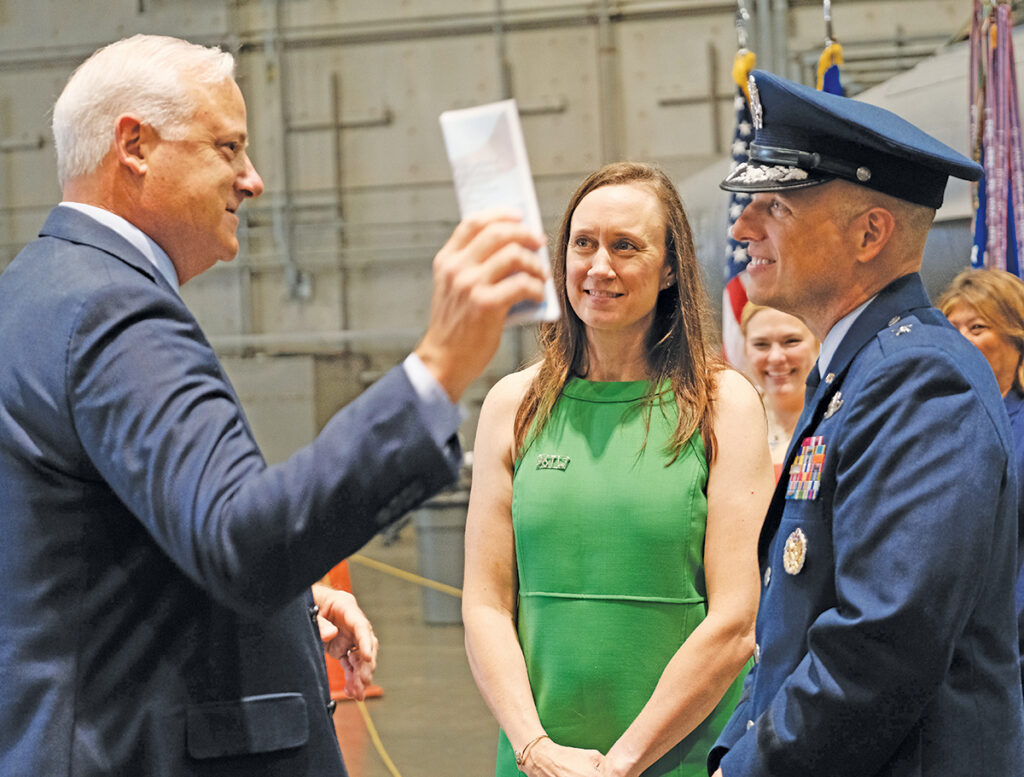 Left to right: Okaloosa County Commissioner Mel Ponder, Becky Massaro and Brig. Gen. Mark A. Massaro