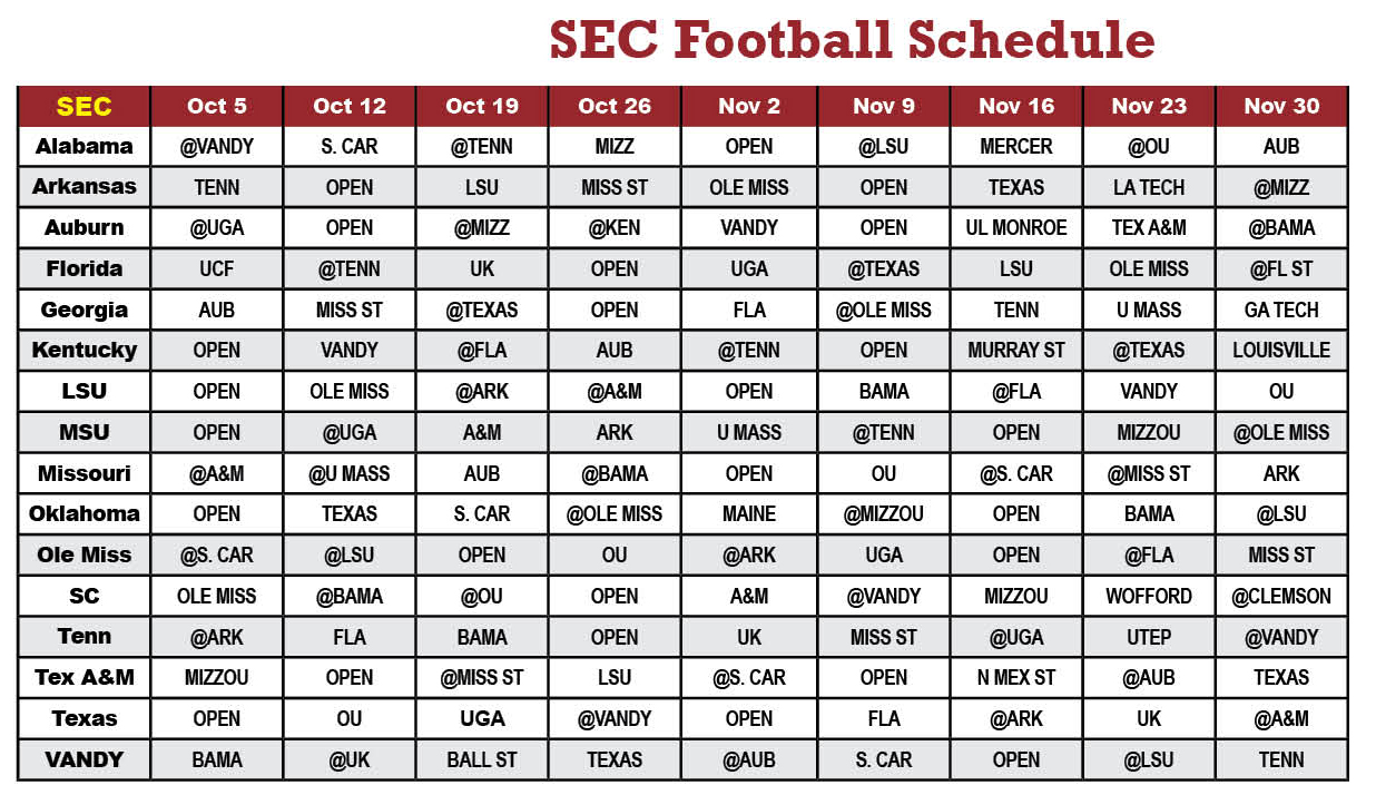 SEC Football Schedule